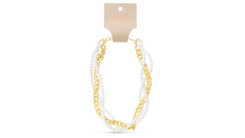 Martha Stewart Four Twisted Strand Pearl and Chain Gold Necklace 20-23"