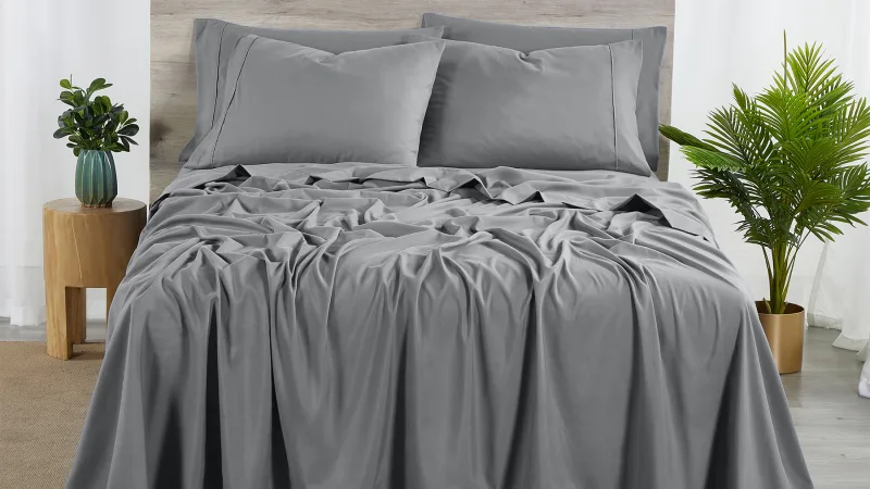 Bibb Home Premium 6-Piece Rayon from Bamboo Sheet Set with SureGrip Straps
