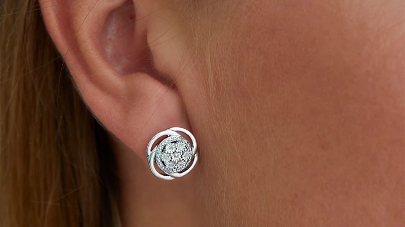 Savvy Cie Sterling Silver Diamond Cluster Earrings