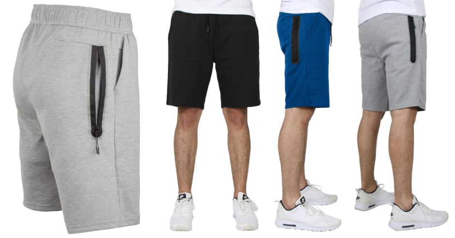 Meh: 3-Pack: Performance Tech Fleece Shorts with Long Zippered Pocket