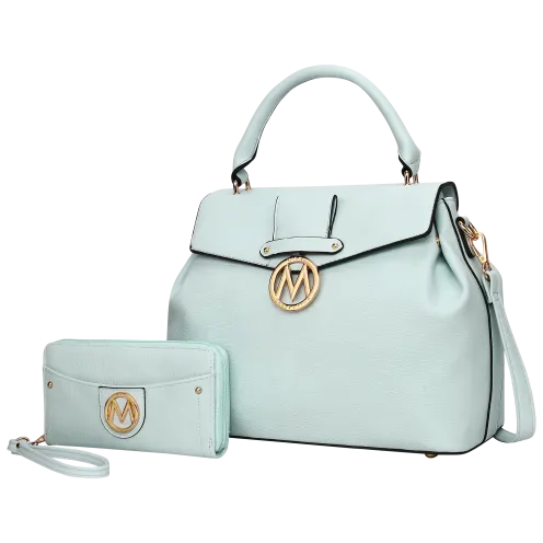 MKF Collection Aurora Satchel Handbag & Wallet Set by Mia K (Baby Blue)