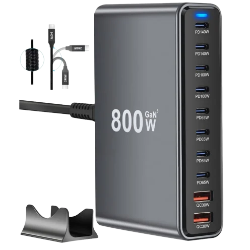 HAKOL 800W USB-C Charging Station with GaN III & Dual 140W PD