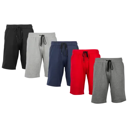 5-Pack Blu Rock Men's Heat Seal Zipper Pocket Tech Fleece Performance Shorts