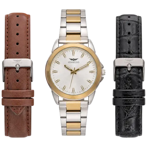 Gianello Interchangeable 3-Strap Stylish Watch Set