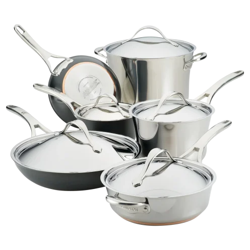 11-Piece Anolon Nouvelle Luxe Stainless and Hard Anodized Cookware Set