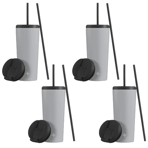 4-Pack JoyJolt 24oz Vacuum Insulated Tumblers with Straw & Flip Lids