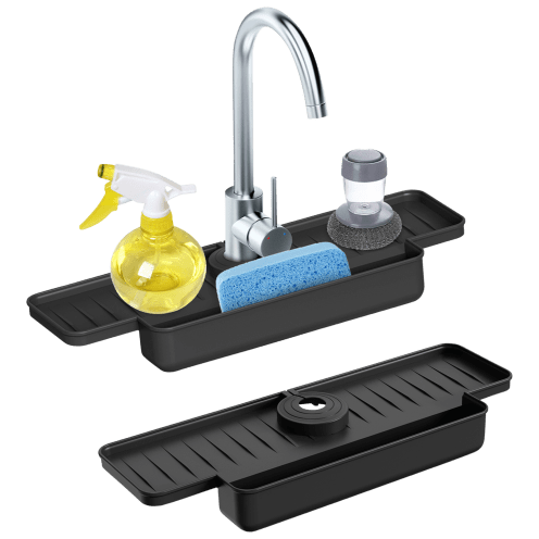 Cheer Collection Silicone Faucet Draining Mat With Soap Holder