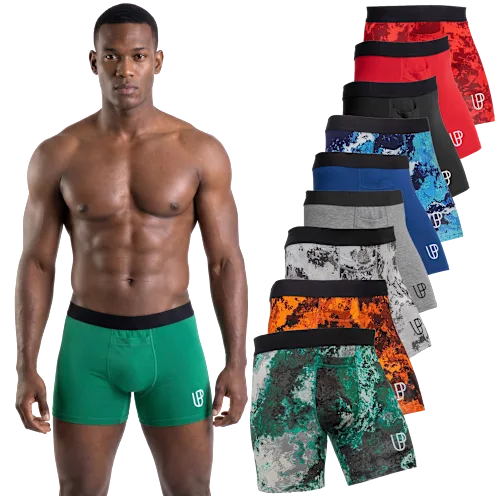 10-Pack Under Project Micro Modal Men's Boxer Briefs (Woods Green, Spectre Red, Aqueous Blue, Admiral Blue, Hellfire Orange, Grey, Blue, Red, Black, Green Various Sizes)
