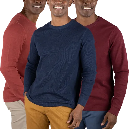 3-Pack Tailor Vintage Airotec Stretch Waffle Crew Neck Shirts