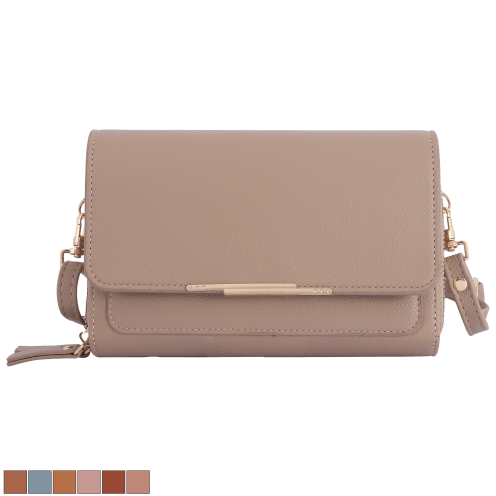 Donna & Becky Leilani Double Zipper Phone Crossbody with Metal Bar