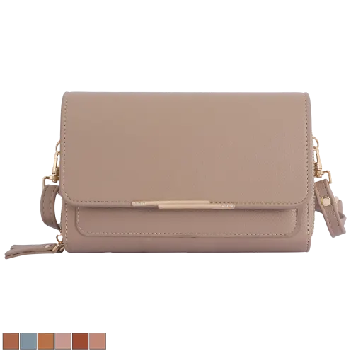 Donna & Becky Leilani Double Zipper Phone Crossbody with Metal Bar