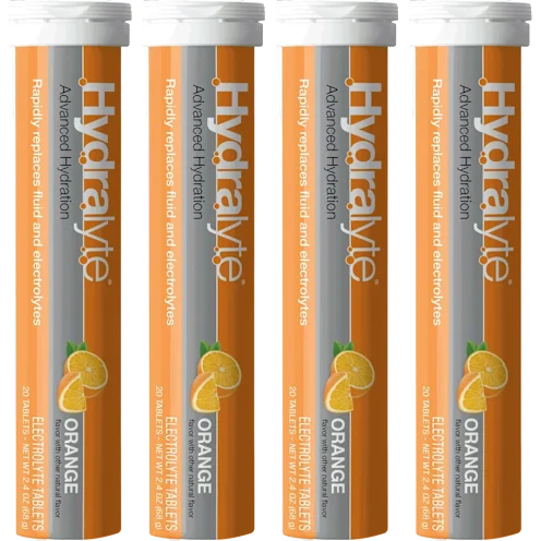 4-Pack Hydralyte Instant Dissolve Electrolyte Hydration Tablets (80 Total, Orange)