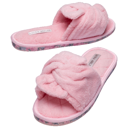 Laura Ashley Spa Knot Memory Foam Slippers with Floral Outsole