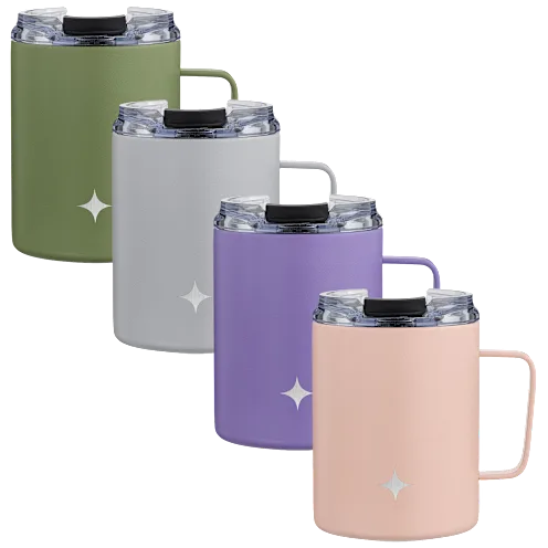 4-Pack JoyJolt 12oz Coffee Mugs with Handle & Clear Flip Lids