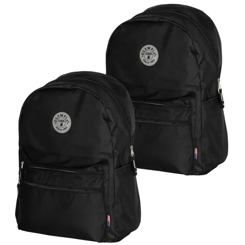2-Pack Olympia USA Durable Water Resistant Princeton Backpacks (Black)
