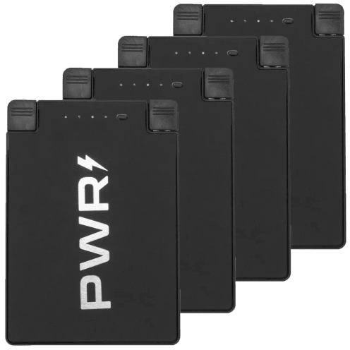 4-Pack: PWRCard 2500mAh Slim Power Banks with Integrated Charging Cables
