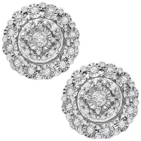 Brilliant Diamonds 1/10 Carat TW Diamond Halo Stud Earrings