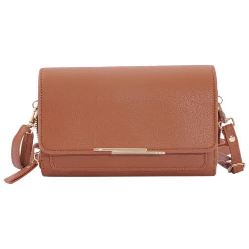 Donna & Becky Women's Leilani Double Zipper Phone Crossbody with Metal Bar