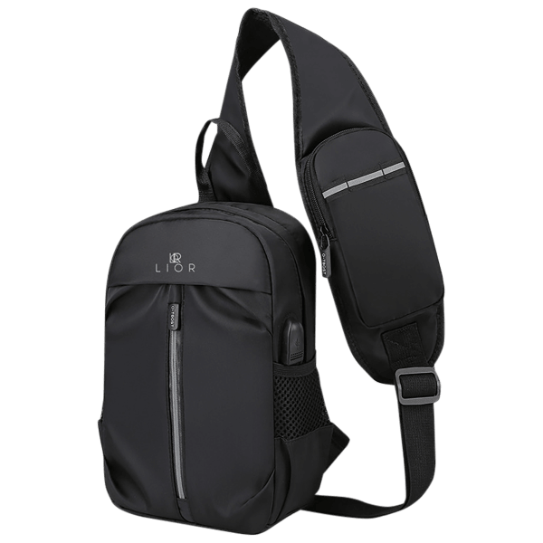 MorningSave: Lior Multi-Pocket Shoulder Bag with USB Charging Port