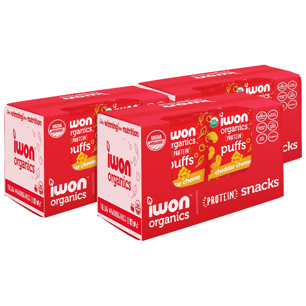 24-Pack: Iwon Organics Protein Cheddar Puffs