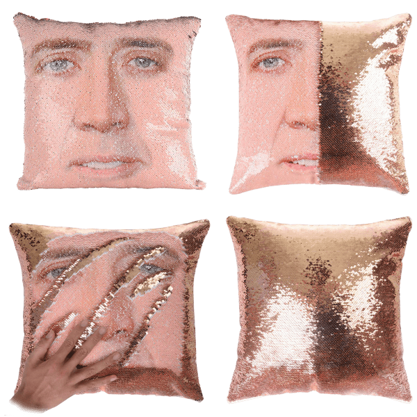 Nicolas Cage Reversible Sequin Throw Cushion Cover