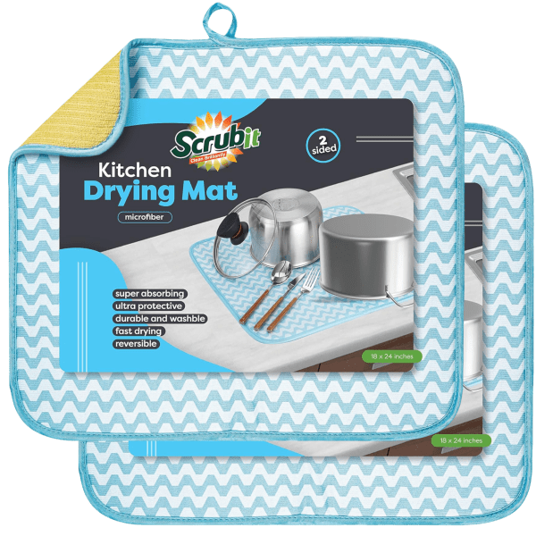 2-Pack: SCRUBIT Dish Drying Mat (Large or X-Large)