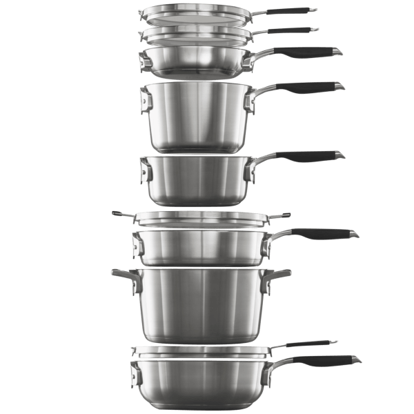 Calphalon Select 10-Piece Space-Saving Stainless Steel Cookware Set