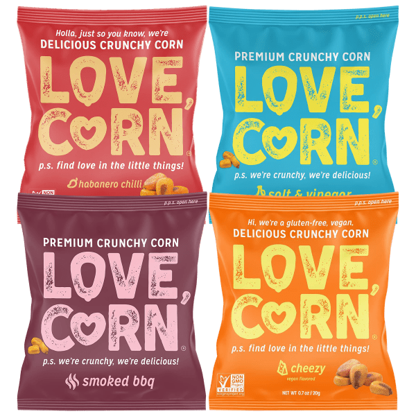 100-Pack: Love, Corn Premium Crunchy Corn (0.7 oz)