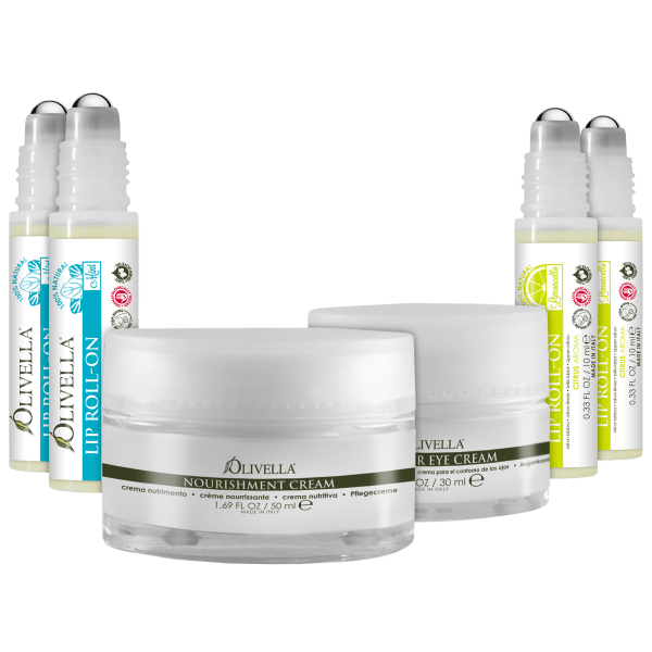 Olivella Contour Eye Cream, Nourishment Cream, and  Lip Roll-On Bundle