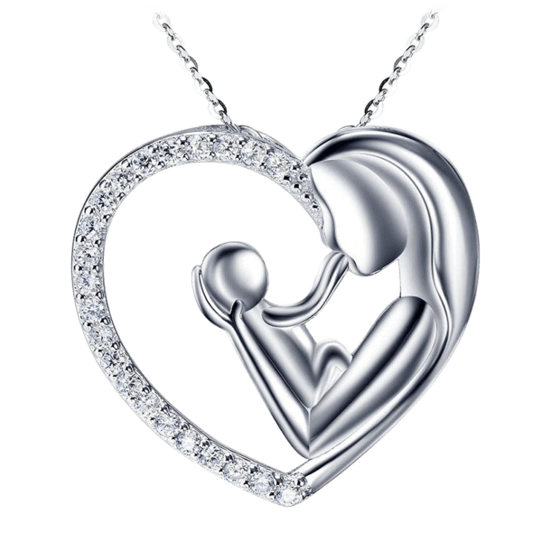 Hollywood Sensation White Gold & Crystal Mother & Child Necklace