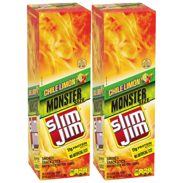 36-Pack: Slim Jim Monster Smoked Chile Limón Snack Sticks (1.94oz)