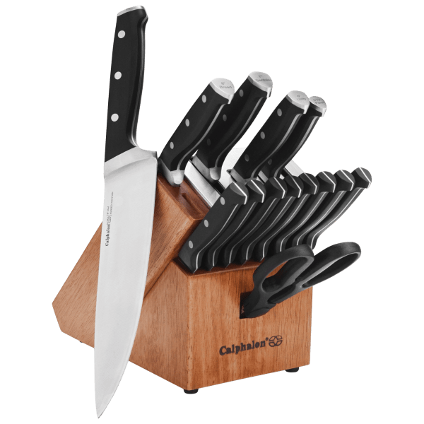 Calphalon Classic 15-Piece Self-Sharpening Knife Block Set in Natural Wood