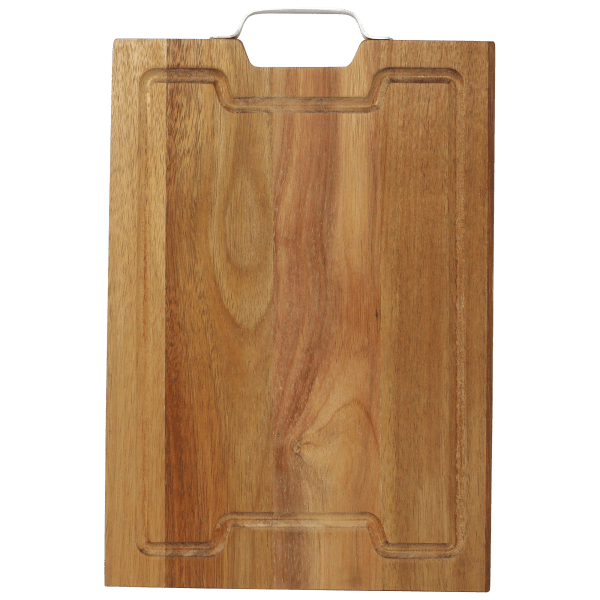 Bombay Acacia Wood Cutting Board With Metal Handle