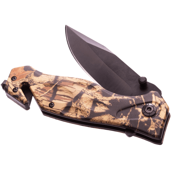 Outdoor Nation Rescue Pocket Knife with Seatbelt Cutter and Glass Breaker