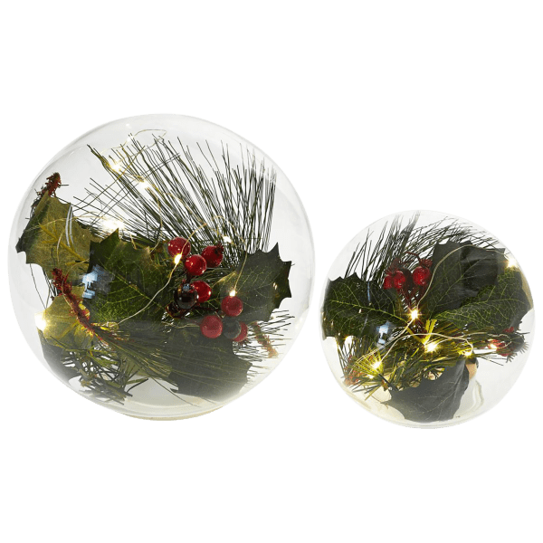 2-Pack: Winter Lane Lit Christmas Floral Spheres & LED Lights