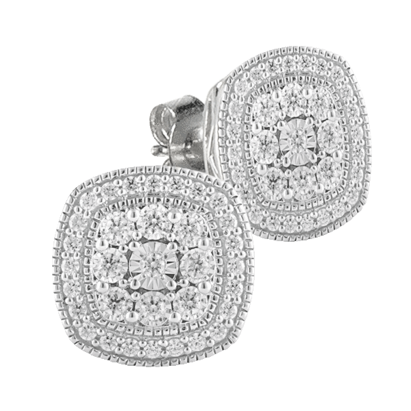 Diamond Muse 1/2 Carat TW Diamond Cushion Earrings OR Pendant in Sterling Silver
