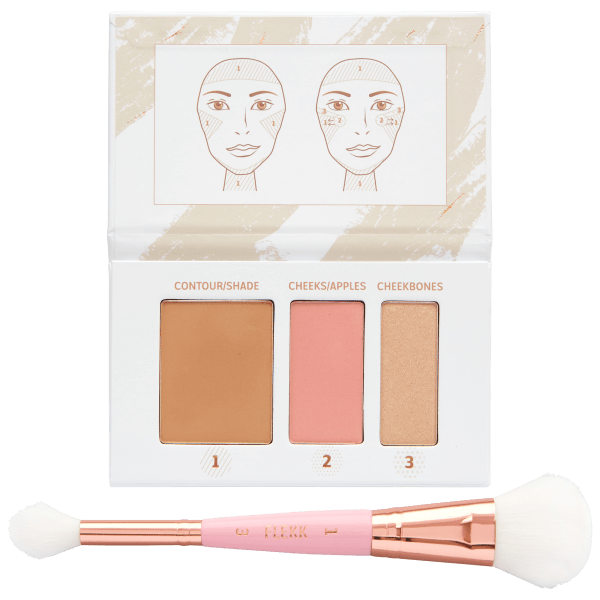 Flekk Cosmetics 2-Piece Quikk Contour Palette and Brush Set in Quincy