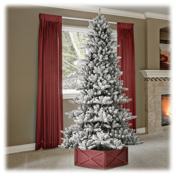 Glitzhome 7.5ft PreLit Snow Flocked Fir Christmas Tree
