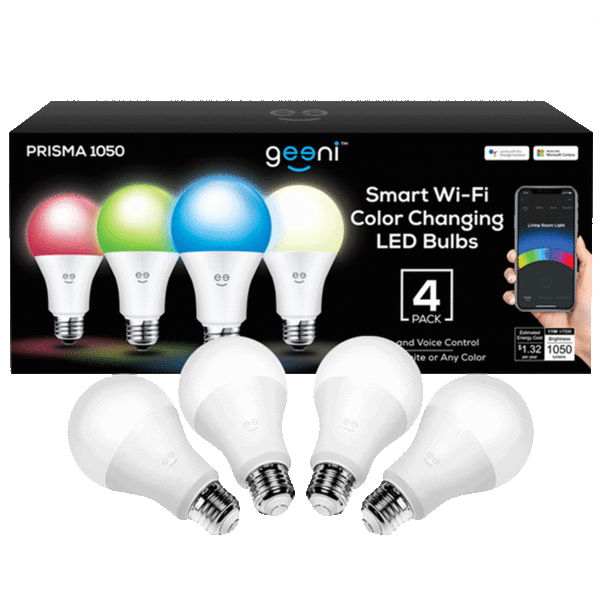 Your Choice Geeni Prisma 1050 lm Color Smart Bulb 4-Pack or 800 lm 2-Pack