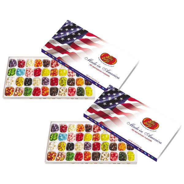 MEMBERS ONLY: 2Pk: Jelly Belly 40 Asstd Flavor Jelly Beans w/Patriotic Gift Box