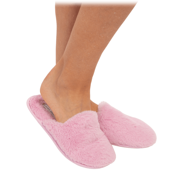 Meh: Laura Ashley Solid Plush Scuff Slippers with Memory Foam