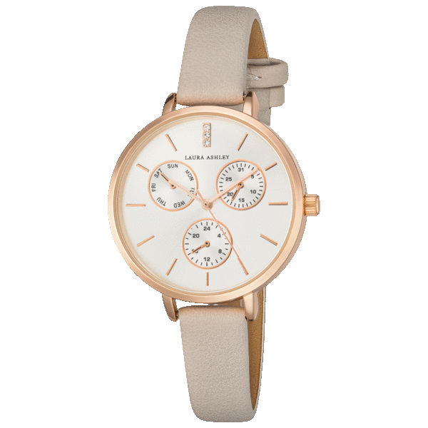 Laura Ashley Chrono Dial Watch with PU Vegan Leather Strap
