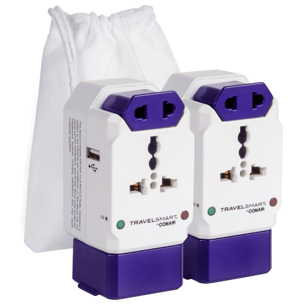 2-Pack: TravelSmart by Conair All-in-One Adapter with USB