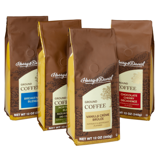 4-Pack: Assorted 12-oz Ground Coffee Bags by Harry & David