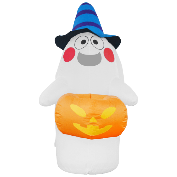 JoieDomi Inflatable Ghost With Pumpkin Candy Basket With LED Lights (5' Tall)