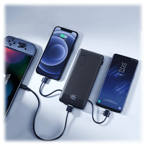 SideDeal Odec 10000mAh Power Bank with Wall Plug & Integrated Cables