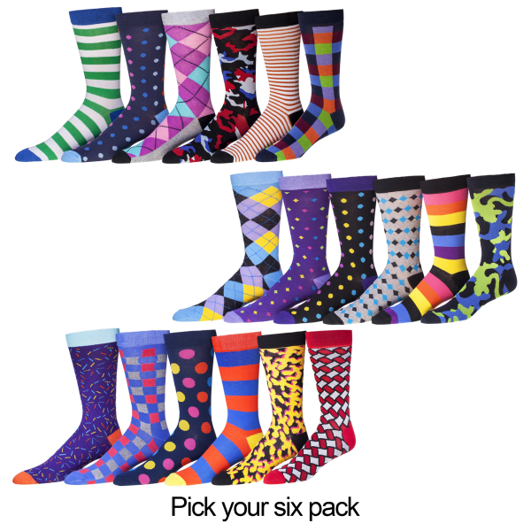 6-Pack: Men's Funky Socks