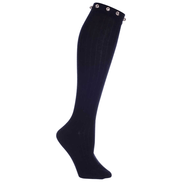 MinxNY Black Knee High Boot Socks with Rounded Studs