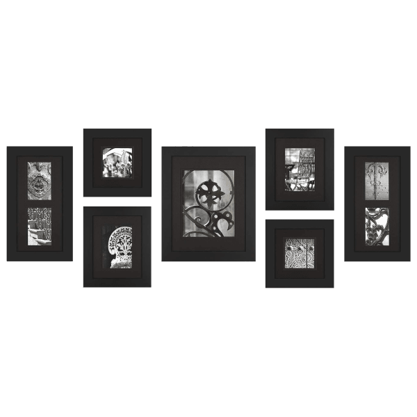 7-Pack: Gallery Perfect Black Wood Photo Frame Set