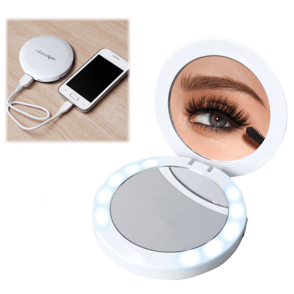 Nubrilliance Compact LED Mirror with Built In Power Bank